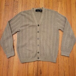 Bill Blass Granola Tan Ribbed Button Front Cardigan Sweater L Grandpacore Retro
